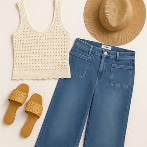 Frame Wide Leg Stretch Denim